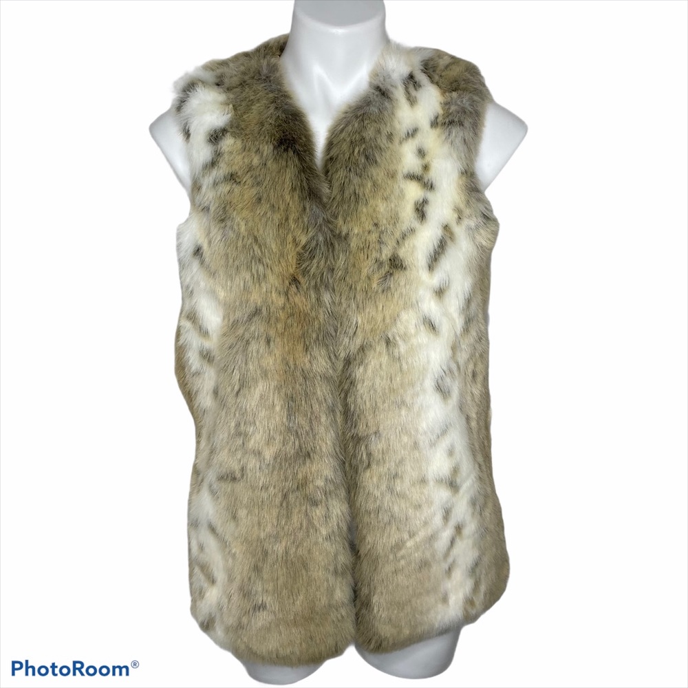 Le Chateau Faux Soft Fur Vest Small White Tan